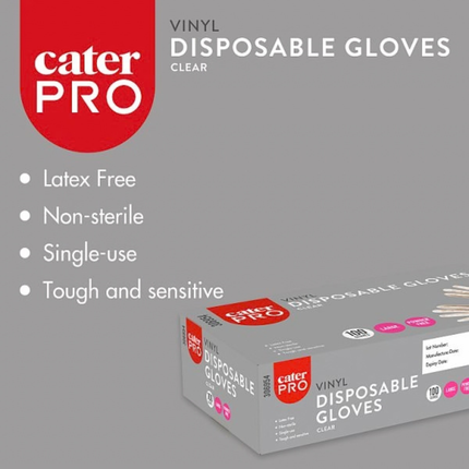 CaterPro Large Clear Vinyl Disposable Gloves 100s | Wholesale