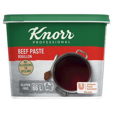 Knorr Professional Gluten Free Beef Paste Bouillon 1kg catering pack for beef stocks, soups, sauces, gravies and savoury dishes in professional kitchens