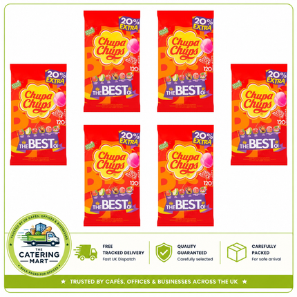 Chupa Chups The Best Of wholesale case containing 6 x 1440g bags with 120 assorted individually wrapped lollipops