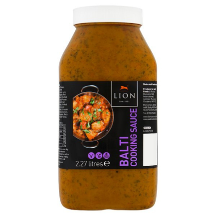 Lion Balti Cooking Sauce 2.27 Litres catering pack of rich aromatic Balti-style curry sauce for chicken, lamb, beef, vegetables and professional kitchens
