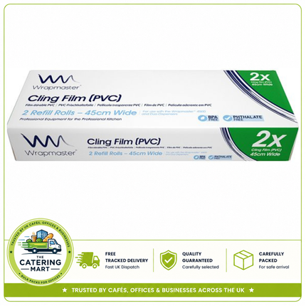 Wrapmaster PVC Cling Film 45cm x 300m 2 refill rolls for wholesale catering kitchens