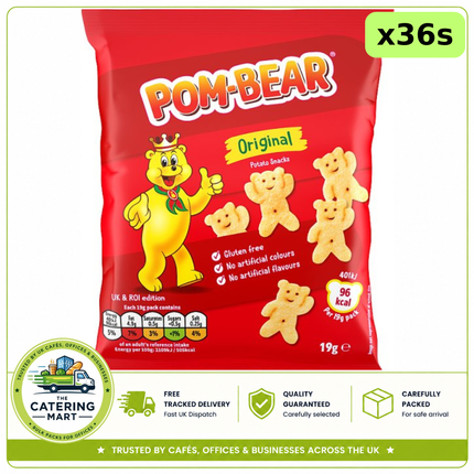Pom-Bear Original Crisps 36 x 19g bulk wholesale case