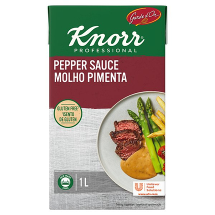 Knorr Professional Garde d’Or Peppercorn Ready-To-Use Sauce 1L rich creamy peppercorn sauce for steak, beef, pork, chicken and professional kitchens