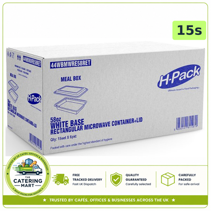 58oz white base rectangular microwave container with lid wholesale food packaging
