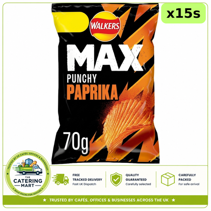 Walkers Max Punchy Paprika Sharing Crisps 15 x 70g wholesale case