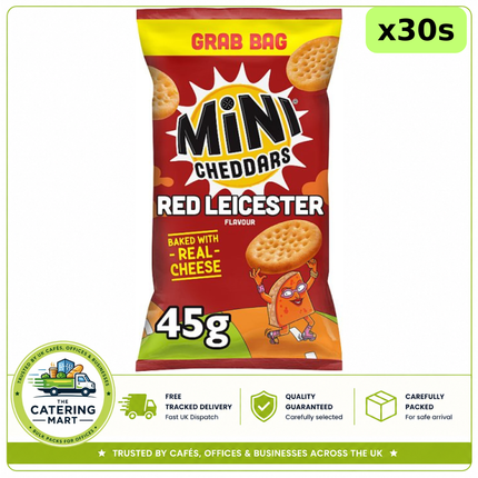Jacob's Mini Cheddars Red Leicester Flavour Grab Bag 30 x 45g bulk wholesale cheese snacks