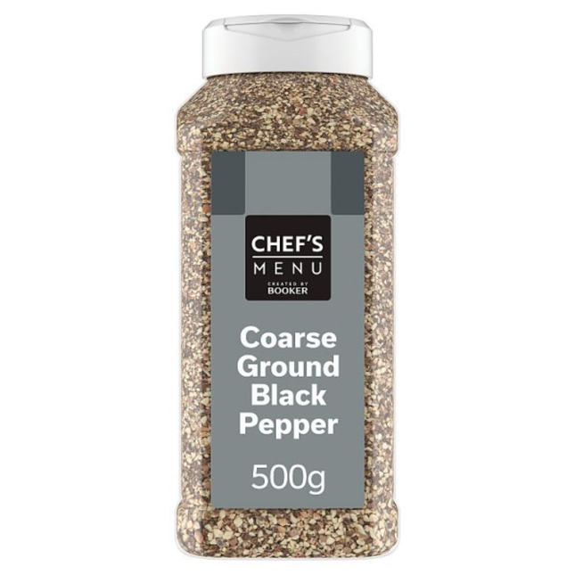 Chef's Menu Coarse Ground Black Pepper 500g wholesale catering pack of coarse ground black pepper
