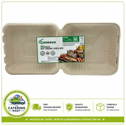 Caneeco 50 natural unbleached 8 x 8 inch square lunch boxes for wholesale takeaway packaging