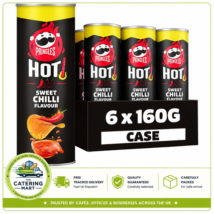 Pringles Hot Sweet Chilli Sharing Crisps wholesale case containing 6 x 160g tubes