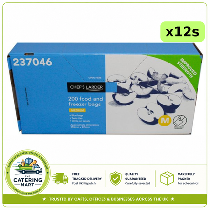Chef's Larder 12 x 200 Medium Food and Freezer Bags, 2,400 bags wholesale case
