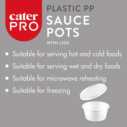 CaterPro 20 x 25 Plastic PP Sauce Pots with Lids 56ml | Bulk Wholesale Packaging