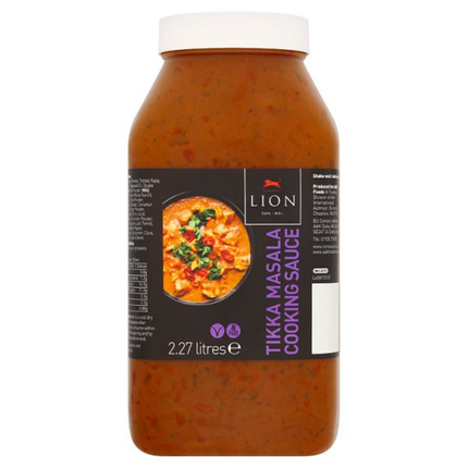 Lion Tikka Masala Cooking Sauce 2.27 Litres catering pack of rich aromatic Tikka Masala-style curry sauce for chicken, lamb, vegetables and professional kitchens