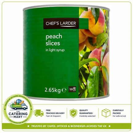 Chef's Larder Peach Slices in Light Syrup 2.65kg wholesale catering tin with approximately 1.5kg drained weight