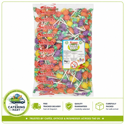 Swizzels Fruity Pops bulk bag containing 3kg of individually wrapped fruit flavoured lollipops