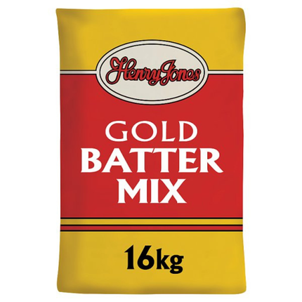 Henry Jones Gold Batter Mix 16kg professional catering pack for light crispy golden batter for fish, vegetables and fried food