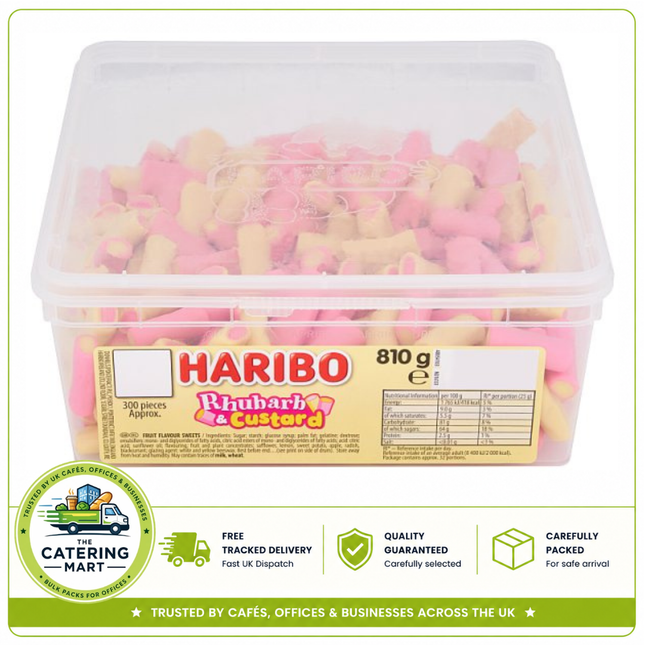 HARIBO Rhubarb & Custard Chewy Sweets 810g wholesale tub of rhubarb and custard flavour sweets