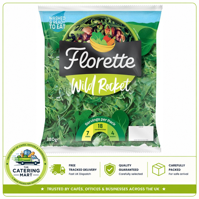 Florette Wild Rocket 180g pack of fresh peppery wild rocket leaves for salads, pizzas, pasta and catering