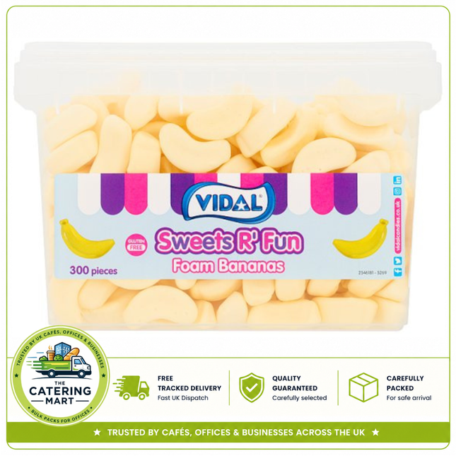 Vidal Sweets R' Fun Foam Bananas 300 count 840g pack of soft banana flavour foam sweets