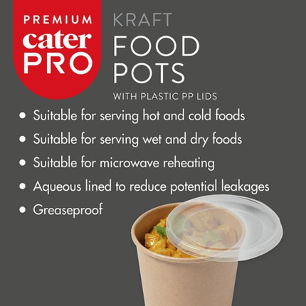 CaterPro Premium 40 Kraft Food Pots 454ml | Wholesale Food Packaging