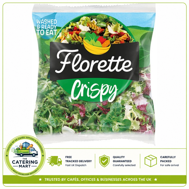 Florette Crispy Salad 90g pack of fresh crisp salad leaves for salads, sandwiches, wraps, burgers and catering