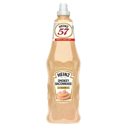 Heinz Smokey Baconnaise 1L foodservice pack of creamy smoky bacon-flavoured mayonnaise-style sauce for burgers, sandwiches, wraps, loaded fries and catering