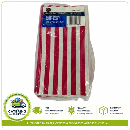 Candy striped sweet bags wholesale pack containing 90 confectionery packaging bags