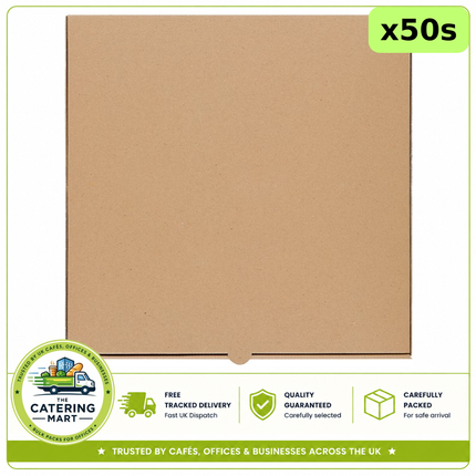 50 JR Foods 14 inch plain brown pizza boxes for wholesale takeaway and pizza delivery packaging