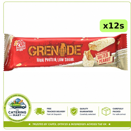 Grenade White Chocolate Salted Peanut Protein Bars wholesale case containing 12 x 60g individual protein bars