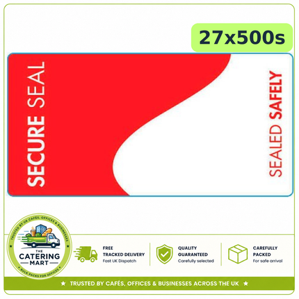 27 x 500s rectangular adhesive tamper proof labels for wholesale food packaging and catering