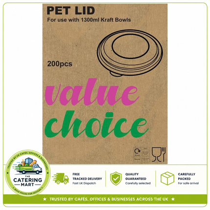 Value Choice PET Lids 1300ml 200pcs for food containers