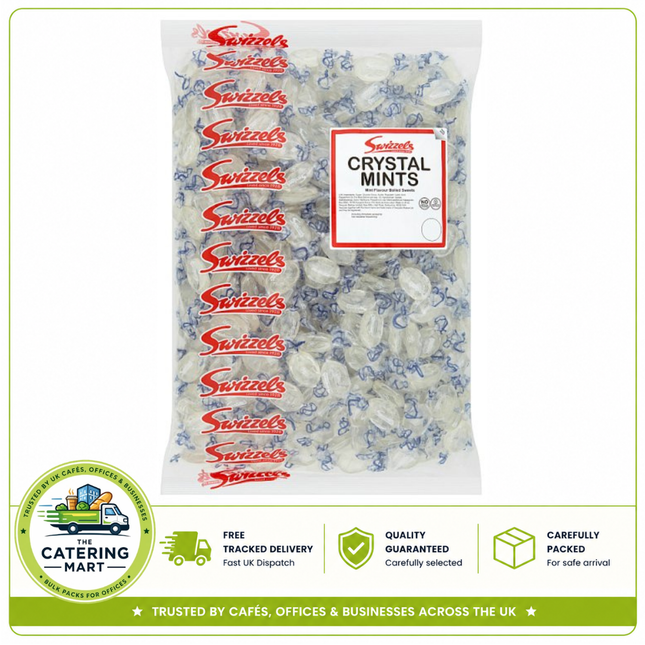 Swizzels Crystal Mints bulk bag containing 3kg of refreshing mint flavoured hard boiled sweets