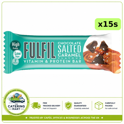 FULFIL Chocolate Salted Caramel Flavour Vitamin & Protein Bars wholesale case containing 15 x 40g individually wrapped bars