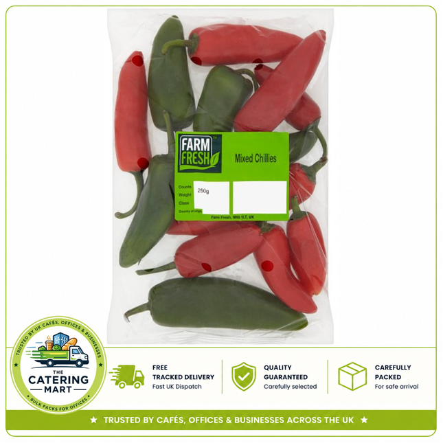 Farm Fresh Mixed Chillies 250g wholesale fresh mixed chillies for catering kitchens