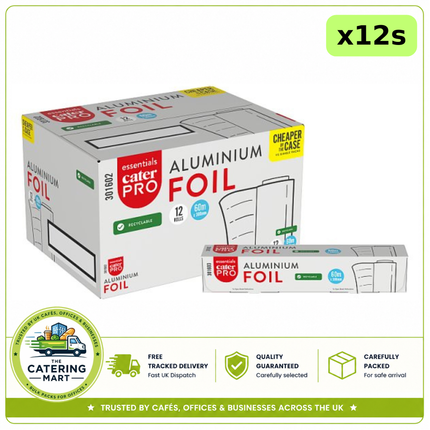 CaterPro Essentials Aluminium Foil 60m x 300mm 12 roll case wholesale catering foil