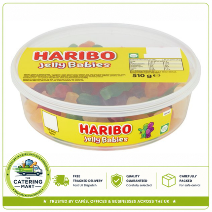 HARIBO Jelly Babies Sweets 510g wholesale tub of colourful soft and chewy jelly baby sweets