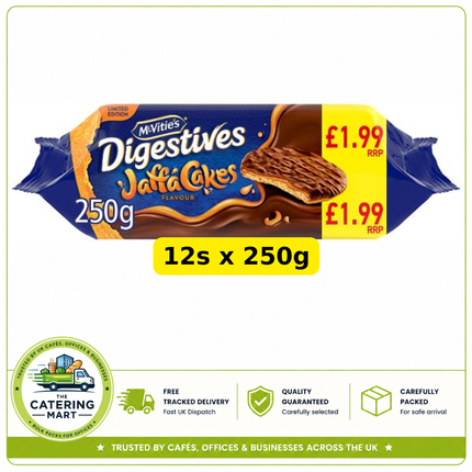 McVitie's Limited Edition Digestives Jaffa Cakes Flavour wholesale case containing 12 x 250g biscuit packs