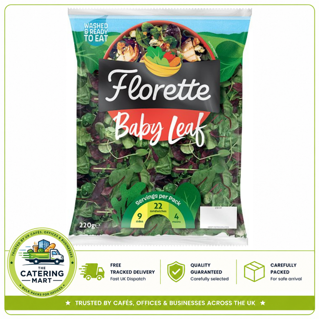 Florette Baby Leaf 220g pack of fresh ready-to-use baby leaf salad for salads, sandwiches, wraps and catering
