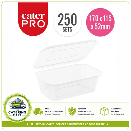 CaterPro 250 plastic PP food containers with lids 650ml for bulk wholesale takeaway food packaging
