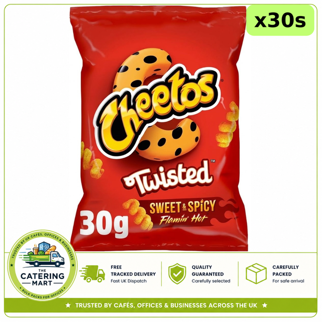 Cheetos Twisted Sweet & Spicy Snacks Crisps wholesale case containing 30 x 30g individual snack packs