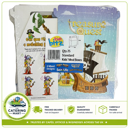 Sabert Paper Collection Kids Meal Boxes 25 pack for takeaway meals and catering