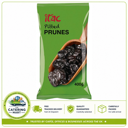 Itac Pitted Prunes 400g pack of soft dried pitted prunes for baking, desserts, breakfast and catering