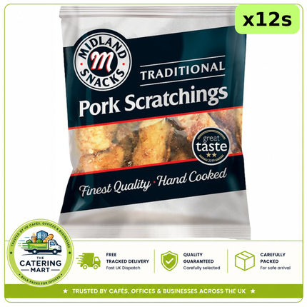 Midland Snacks Traditional Pork Scratchings 12 x 40g bulk wholesale pub snacks
