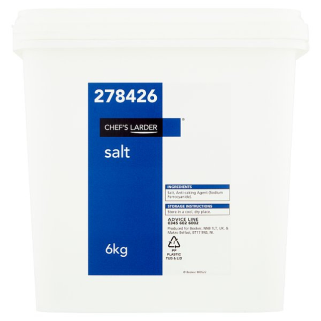 Chef's Larder Salt 6kg wholesale catering pack of cooking and seasoning salt