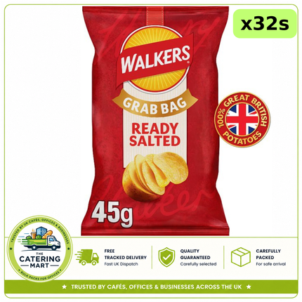 Walkers Ready Salted Grab Bag Crisps 32 x 45g bulk wholesale case