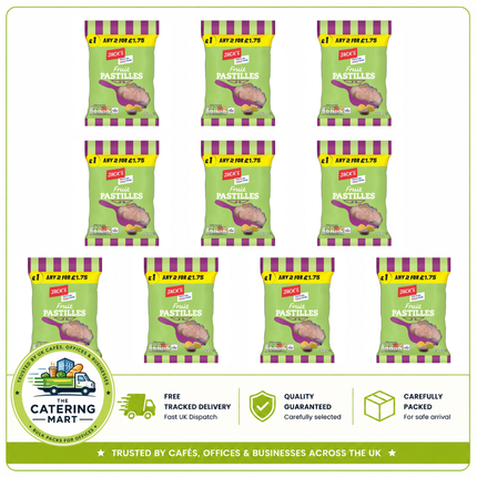 Jack's Fruit Pastilles 10 x 140g wholesale case of assorted fruit flavour chewy pastille sweets