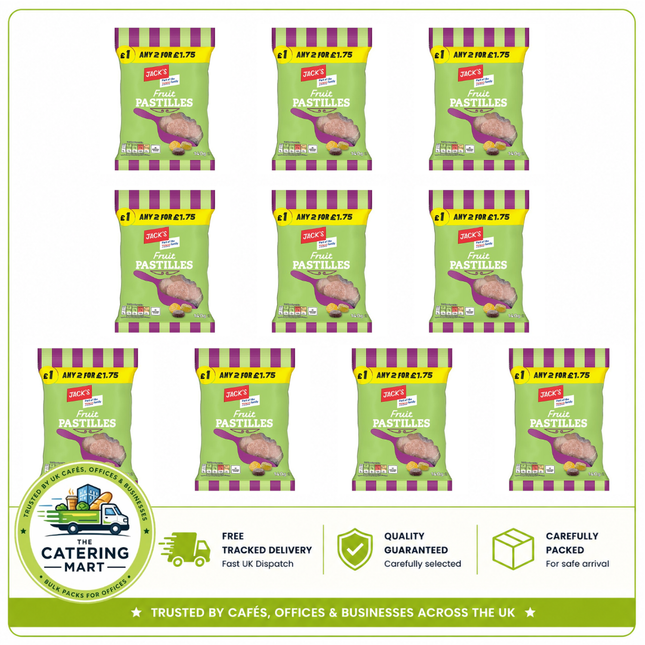 Jack's Fruit Pastilles 10 x 140g wholesale case of assorted fruit flavour chewy pastille sweets