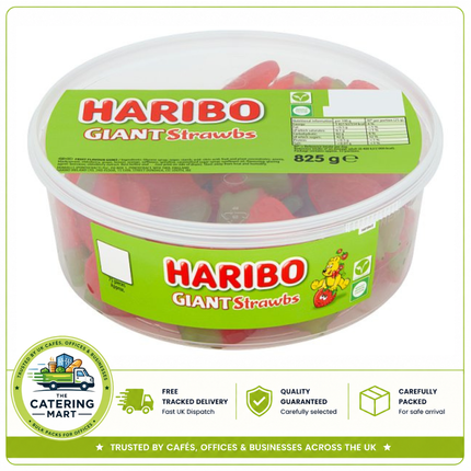 HARIBO Giant Strawbs Strawberry Flavour Chewy Jelly Sweets 825g wholesale tub