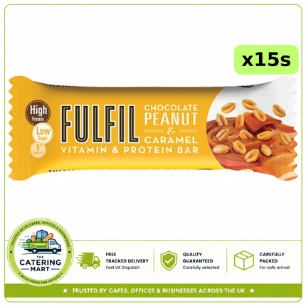 FULFIL Chocolate Peanut & Caramel Flavour Vitamin & Protein Bars wholesale case containing 15 x 40g individually wrapped bars