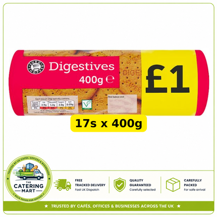 Image Alt Text
Euro Shopper Digestive Biscuits wholesale case containing 17 x 400g packs