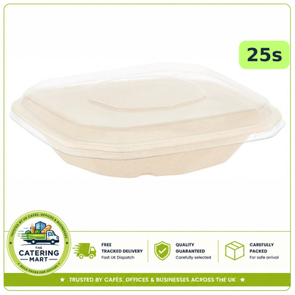 BioPak 500ml octagon takeaway trays with lids 25pcs for wholesale food packaging